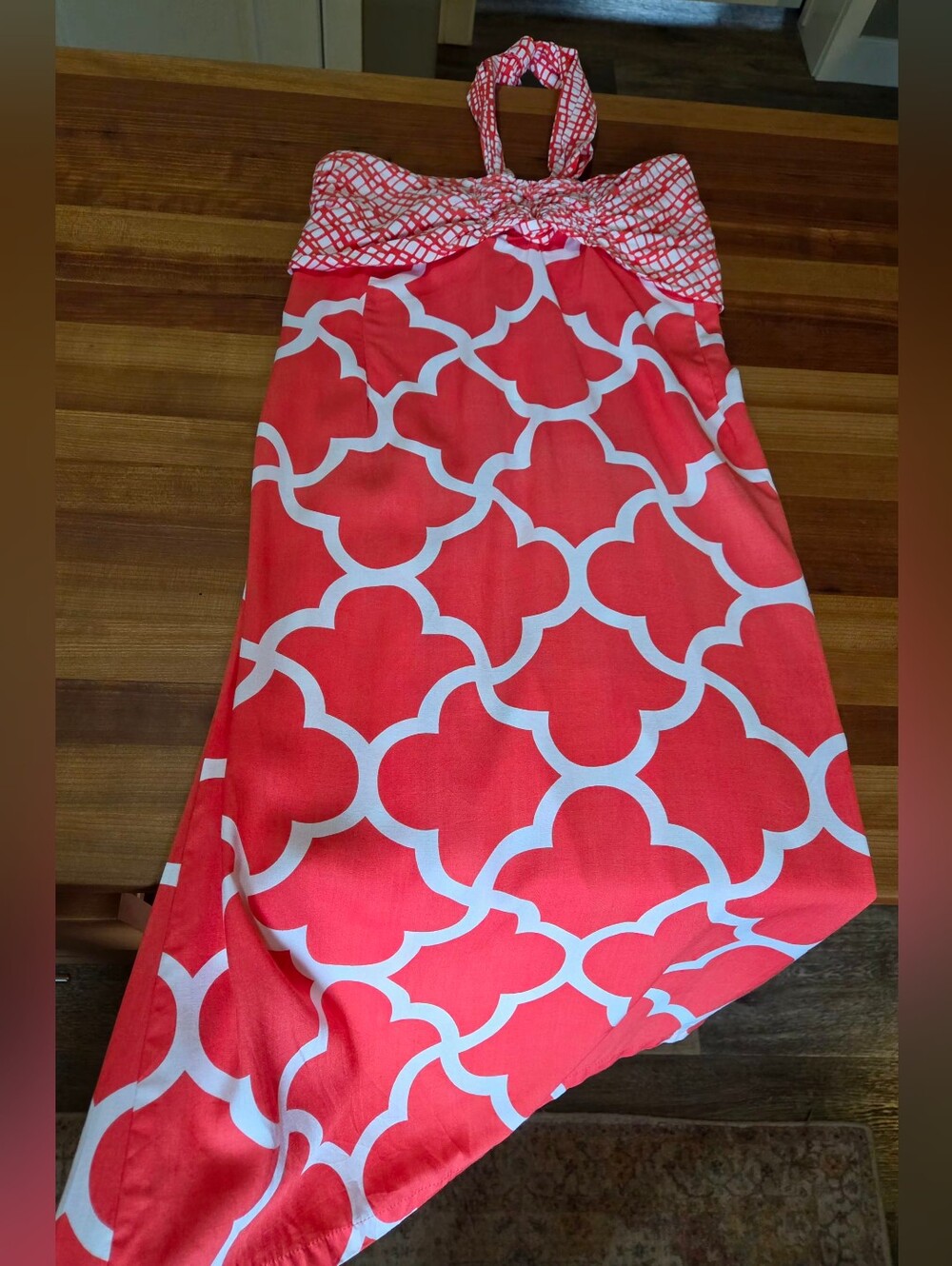 Women’s Coral and White Halter Dress NWT.
